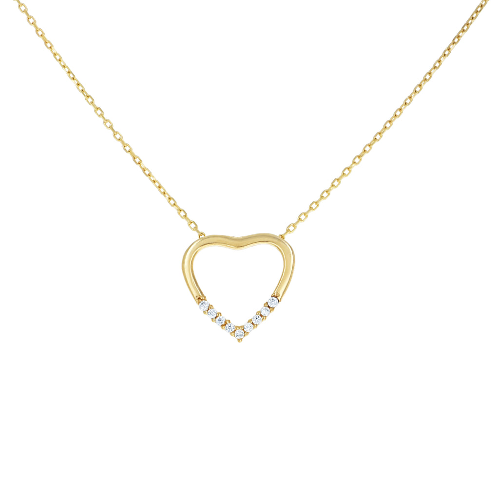 14K Gold Cubic Zirconia Necklace 18" (16"+2")
