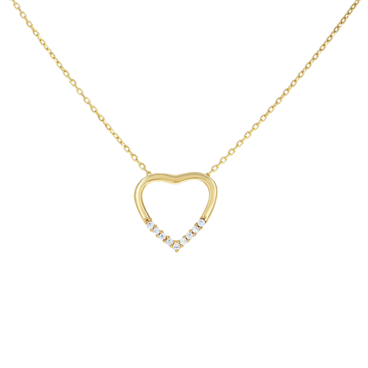 14K Gold Cubic Zirconia Necklace 18" (16"+2")