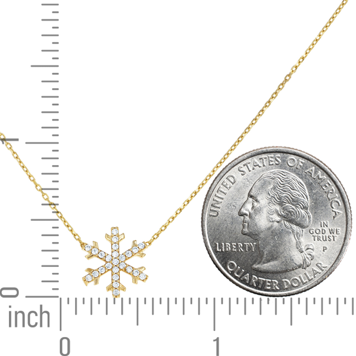 14K Gold Cubic Zirconia Necklace 18" (16"+2")