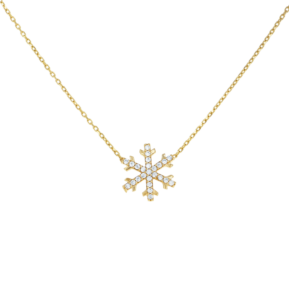 14K Gold Cubic Zirconia Necklace 18" (16"+2")