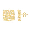 10K Yellow Gold Unisex Square Nugget Stud Earrings