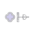 925 Sterling Silver Womens Cubic-Zirconia Purple Enameled Clover Good Luck Stud Earrings 10mm