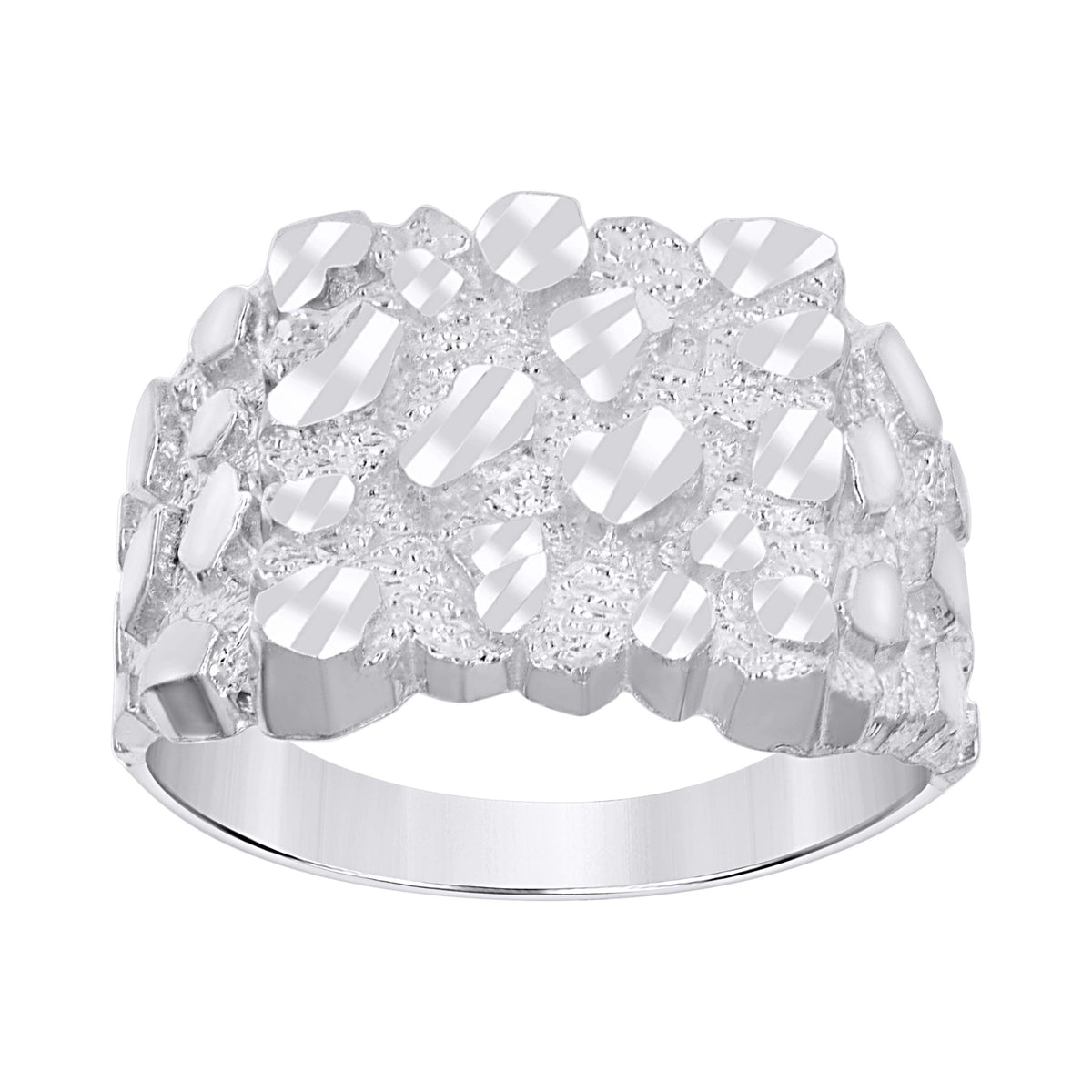 925 Sterling Silver Unisex Nugget Fashion Ring Size 10