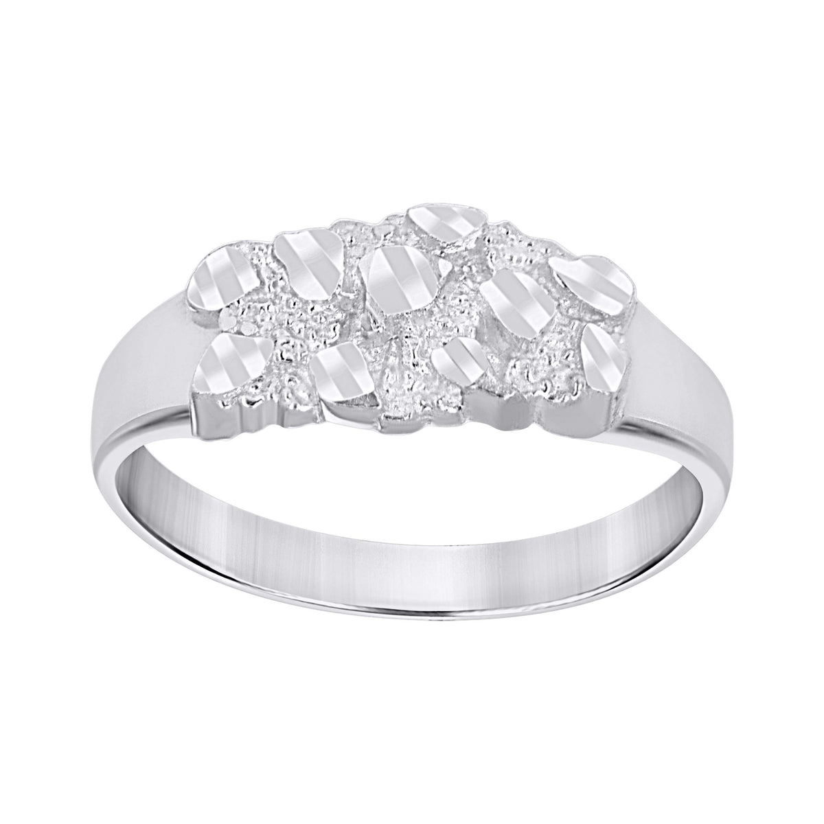 925 Sterling Silver Unisex Nugget Fashion Ring Size 6
