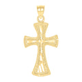 10K Yellow Gold Mens Women Textured Cross Religious Charm Pendant