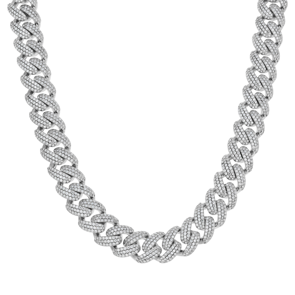 925 Sterling Silver Unisex 19.89ct Moissanite Cuban Chain Necklace 12mm 20 Inches