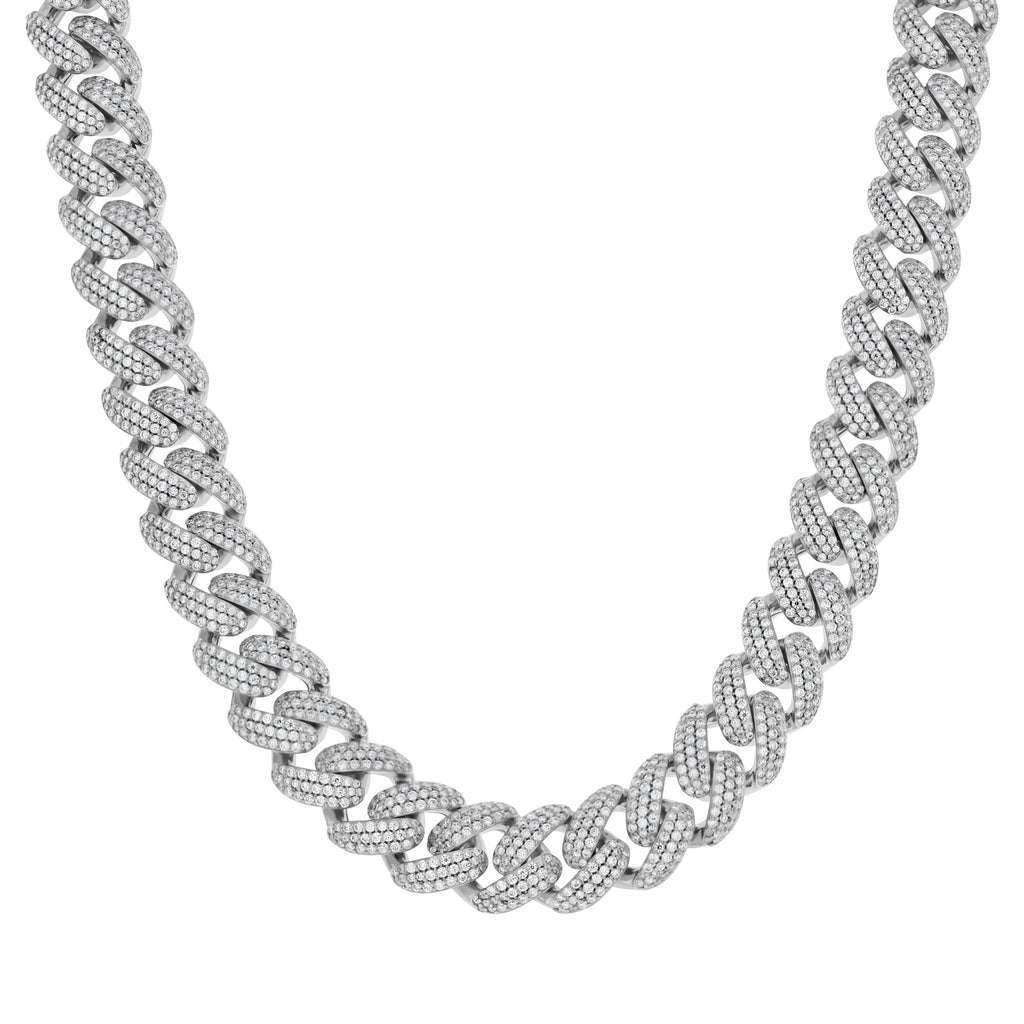 925 Sterling Silver Unisex Moissanite Cuban Chain Bracelet 12mm