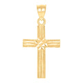 10K Yellow Gold Mens Women Textured Cross Religious Charm Pendant