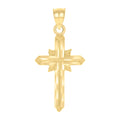 10K Yellow Gold Unisex Diamond-Cut Textured Cross Religious Charm Pendant