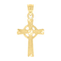 10K Yellow Gold Unisex Textured Cross Religious Charm Pendant