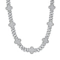 925 Sterling Silver Womens Cubic-Zirconia Clover Good Luck Necklace Size 17 Inches