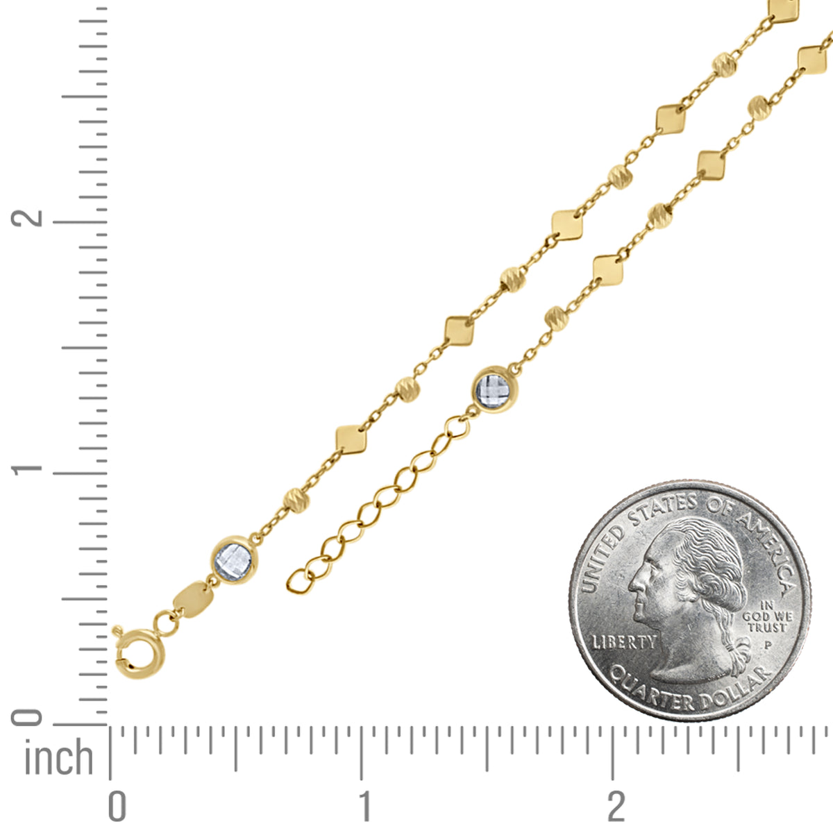 14K Gold Anklet 10" (9"+1")