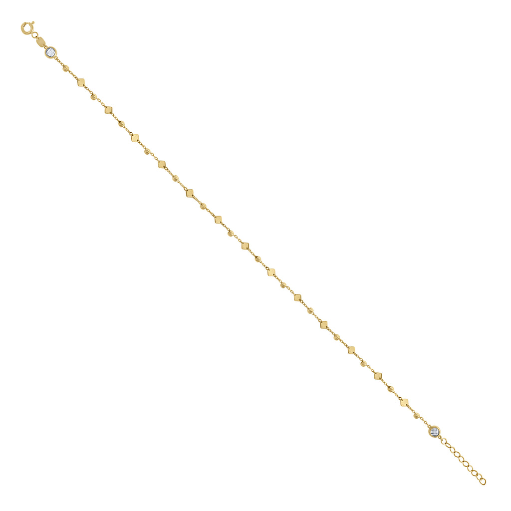 14K Gold Anklet 10" (9"+1")