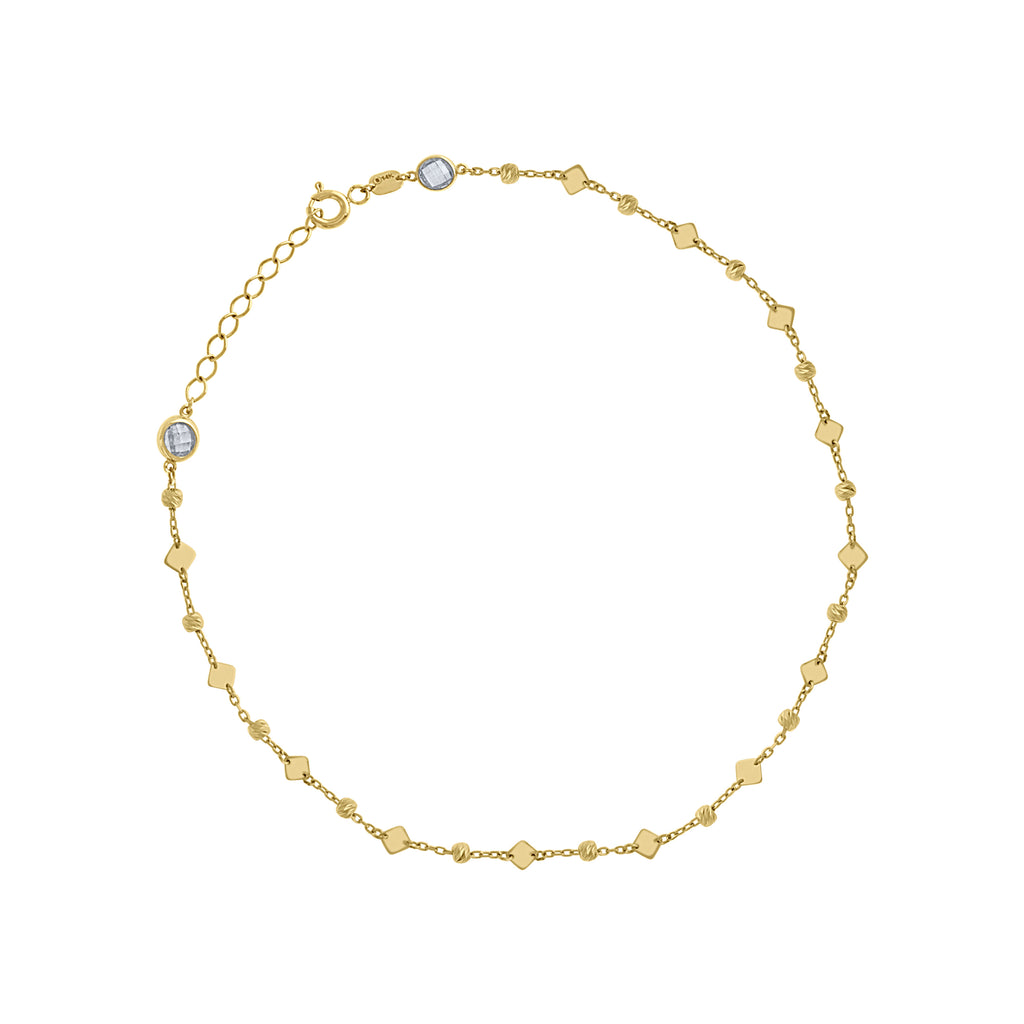 14K Gold Anklet 10" (9"+1")