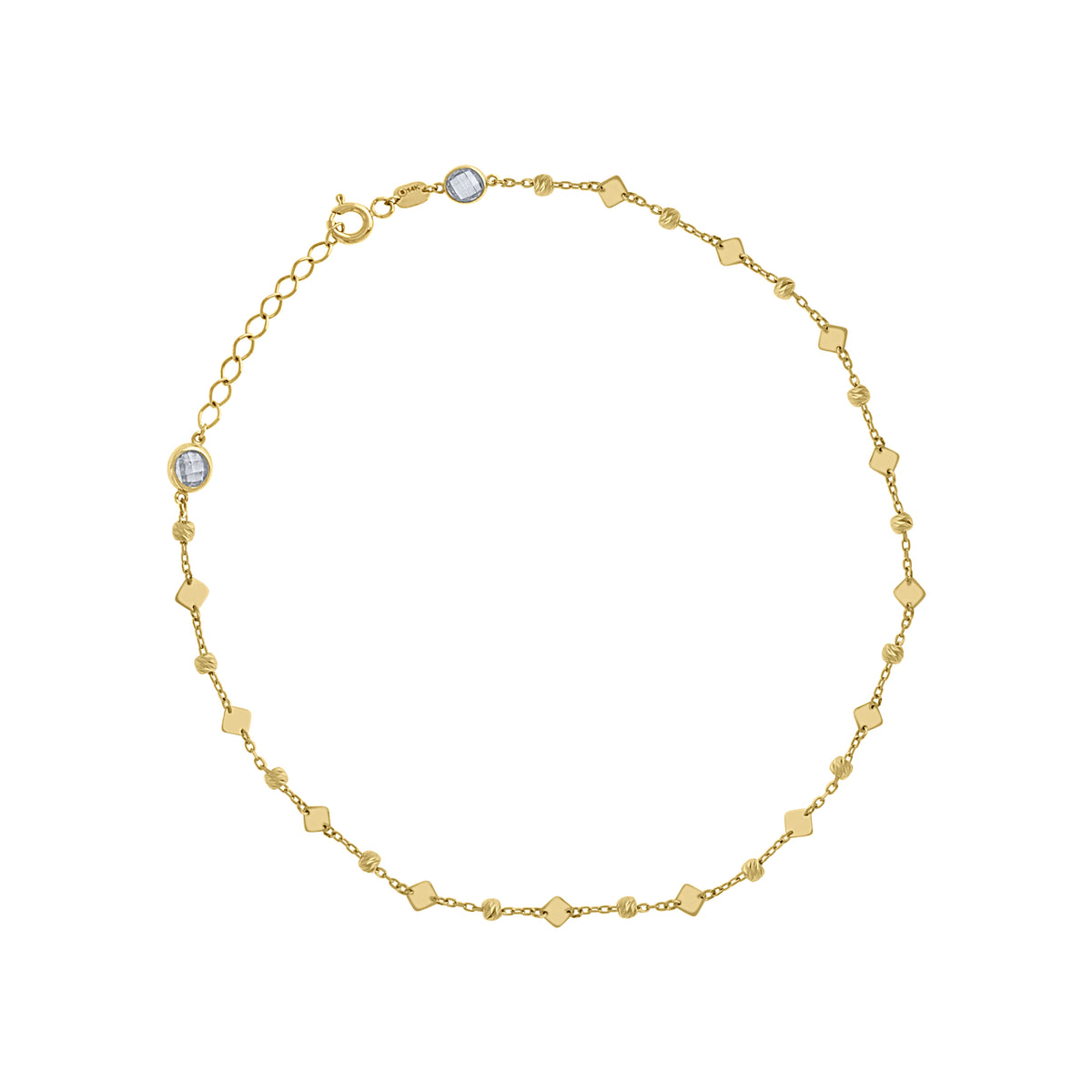 14K Gold Anklet 10" (9"+1")