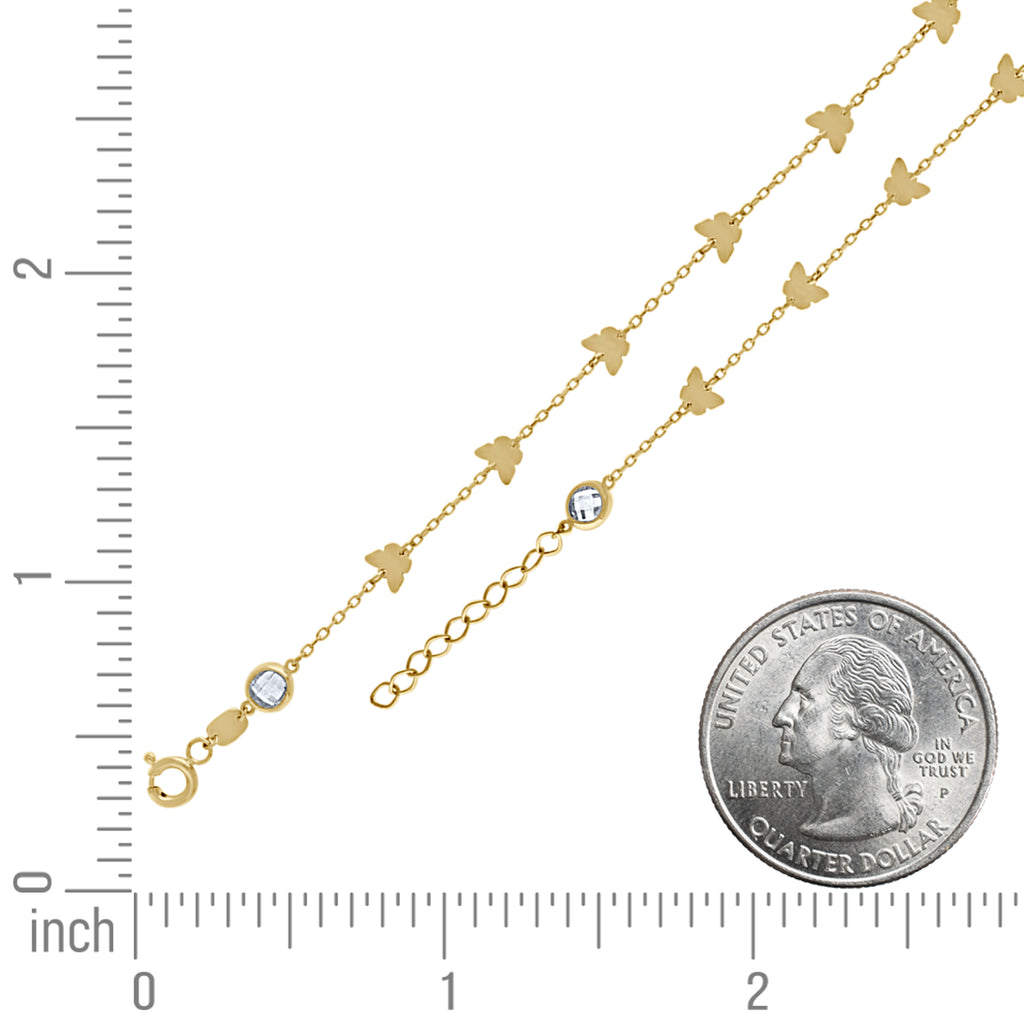 14K Gold Anklet 10" (9"+1")