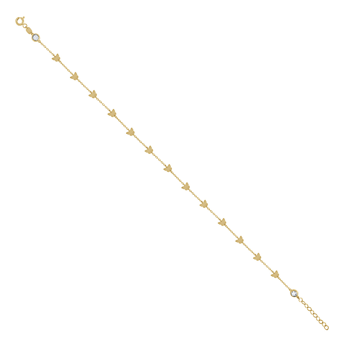 14K Gold Anklet 10" (9"+1")