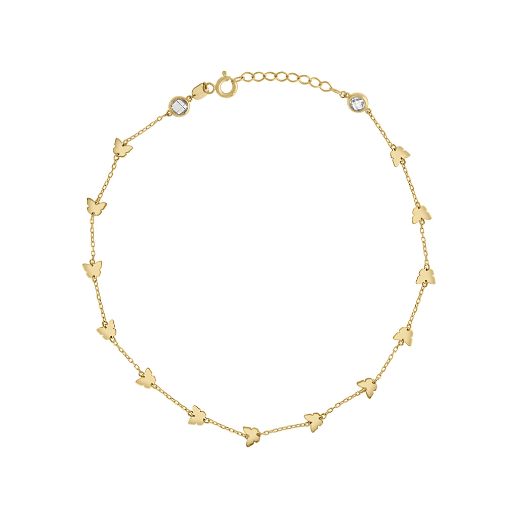 14K Gold Anklet 10" (9"+1")