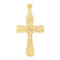 10K Yellow Gold Unisex Textured Crucifix Cross Religious Charm Pendant