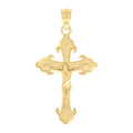 10K Yellow Gold Unisex Textured Crucifix Cross Religious Charm Pendant