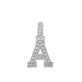 925 Sterling Silver Unisex Round Baguette Cubic Zirconia Initial Letter A Charm Pendant