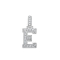 925 Sterling Silver Unisex Round Baguette Cubic Zirconia Initial Letter E Charm Pendant