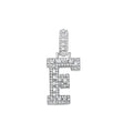 925 Sterling Silver Unisex Round Baguette Cubic Zirconia Initial Letter F Charm Pendant