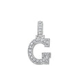 925 Sterling Silver Unisex Round Baguette Cubic Zirconia Initial Letter G Charm Pendant
