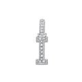 925 Sterling Silver Unisex Round Baguette Cubic Zirconia Initial Letter I Charm Pendant
