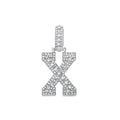 925 Sterling Silver Unisex Round Baguette Cubic Zirconia Initial Letter X Charm Pendant
