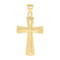 10K Yellow Gold Unisex Textured Cross Religious Charm Pendant