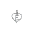 925 Sterling Silver Womens Cubic Zirconia Initial Letter E Heart Charm Pendant
