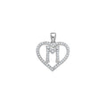925 Sterling Silver Womens Cubic Zirconia Initial Letter M Heart Charm Pendant