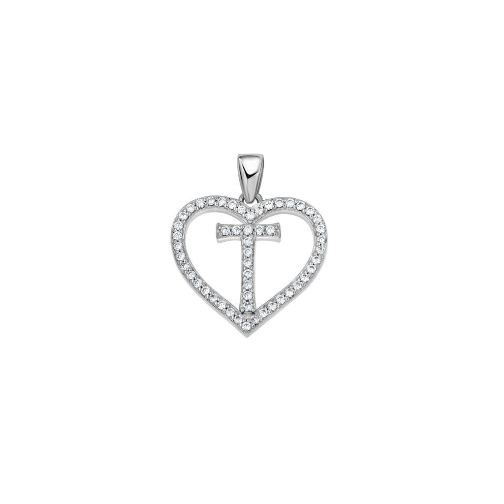 925 Sterling Silver Womens Cubic Zirconia Initial Letter T Heart Charm Pendant