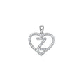 925 Sterling Silver Womens Cubic Zirconia Initial Letter Z Heart Charm Pendant