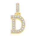 925 Sterling Silver Yellow-Tone Unisex Baguette Round 0.42ct, 0.48ct Moissanite Initial Alphabet D Charm Pendant