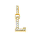 925 Sterling Silver Yellow-Tone Unisex Baguette Round 0.32ct, 0.42ct Moissanite Initial Alphabet L Charm Pendant