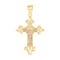 10K Gold Two-Tone Diamond-Cut Unisex Cross Crucifix Religious Charm Pendant