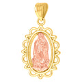 10K Yellow Gold Unisex Lady Of Guadalupe Religious Charm Pendant
