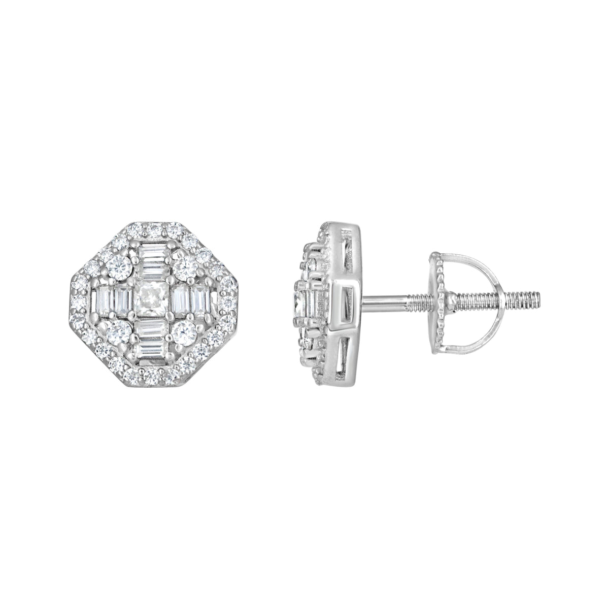 925 Sterling Silver Womens 0.98ct Moissanite Fashion Stud Earrings