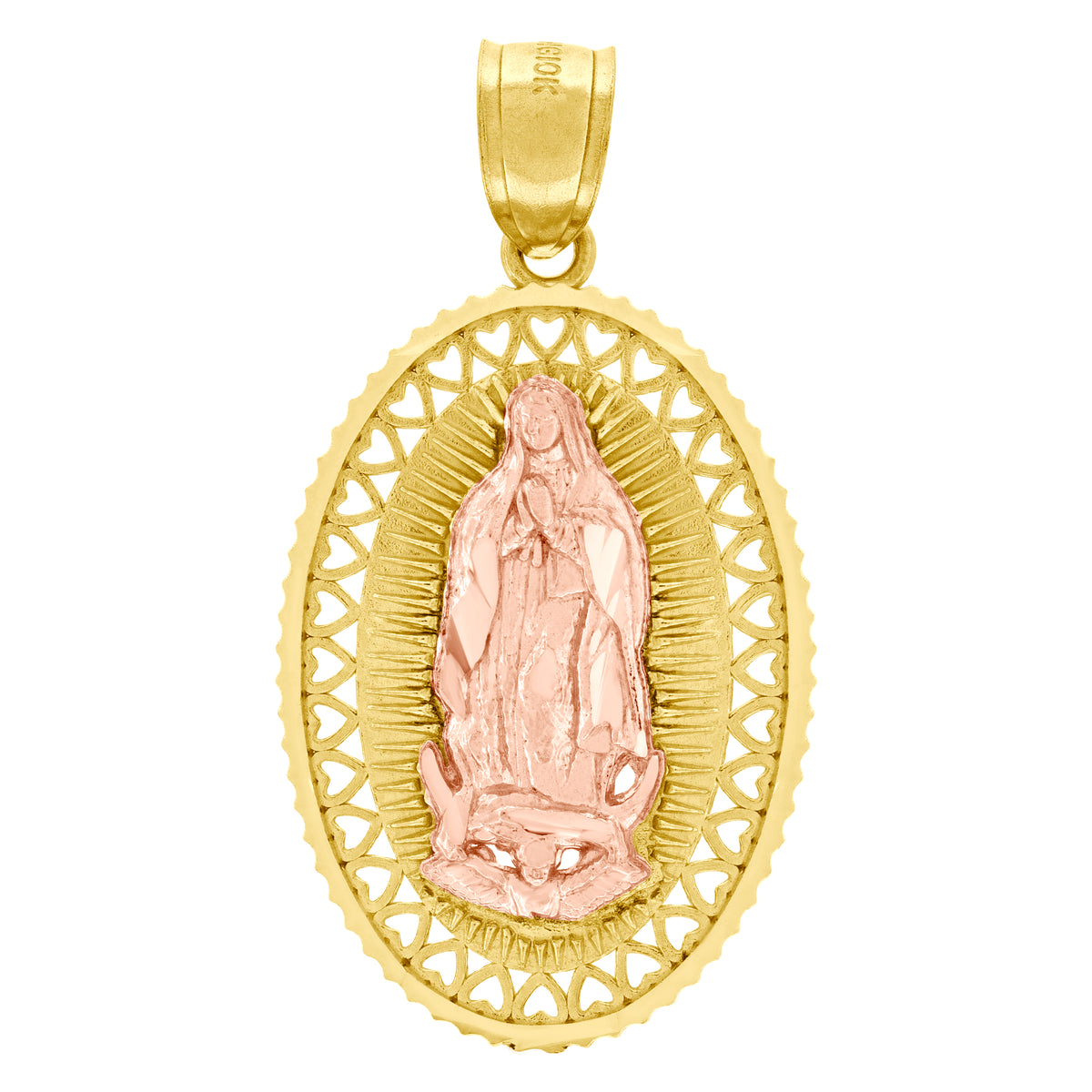 10K Two-Tone Gold Unisex Lady Of Guadalupe Religious Charm Pendant