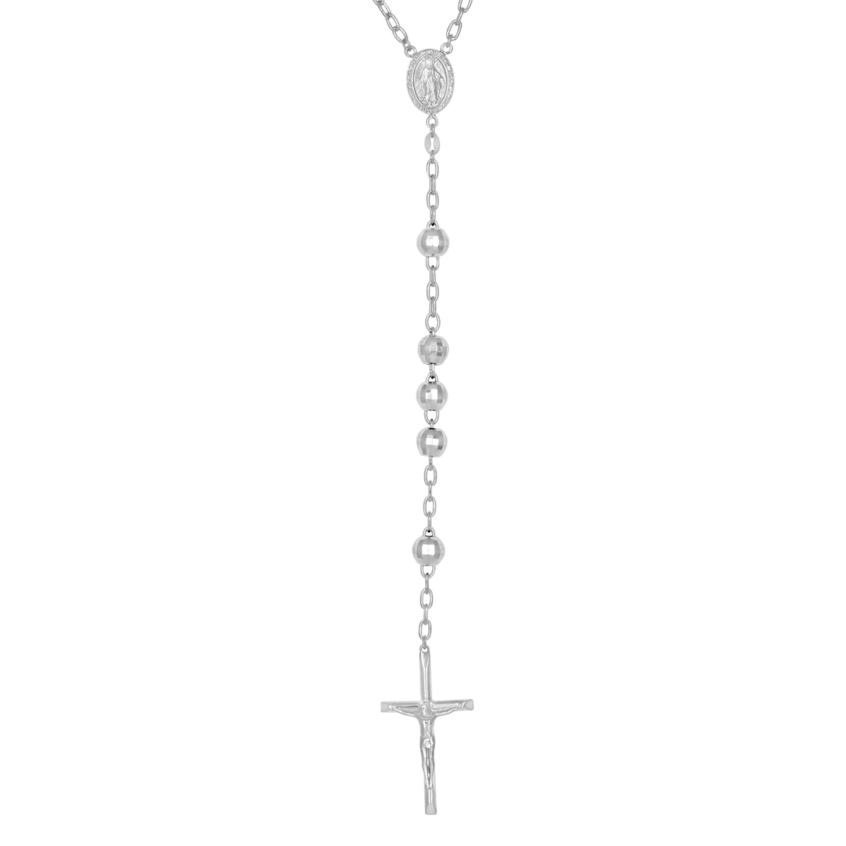 925 Sterling Silver Unisex Guadalupe Crucifix Cross Religious Rosary Necklace