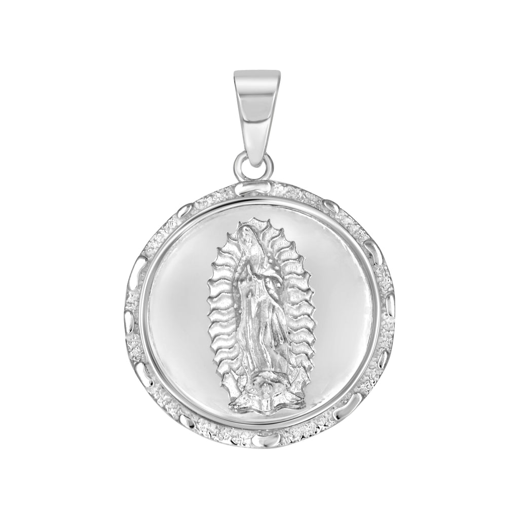 925 Sterling Silver Unisex Round Guadalupe Religious Pendant
