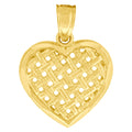 10K Yellow Gold Diamond-Cut Unisex Heart Charm Pendant