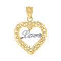 10K Gold Yellow Unisex Love Heart Charm Pendant
