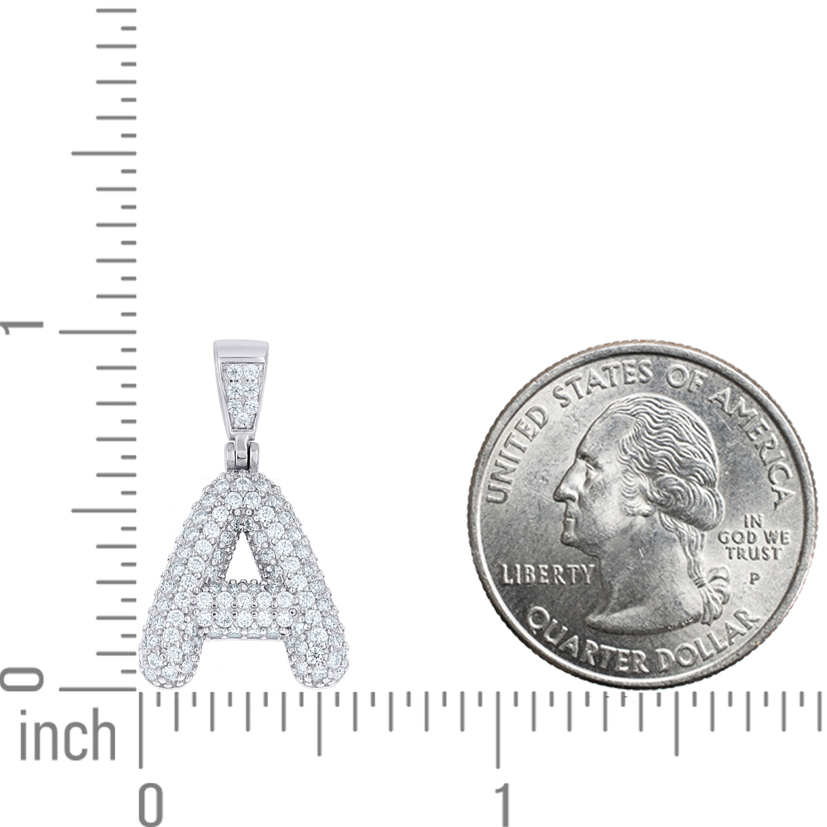 925 Sterling Silver 1.00ct Moissanite Initial Alphabet A Charm Pendant