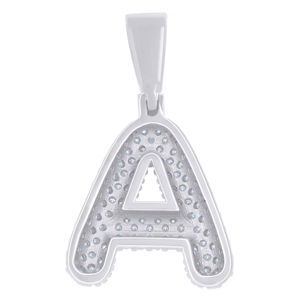 925 Sterling Silver 1.00ct Moissanite Initial Alphabet A Charm Pendant