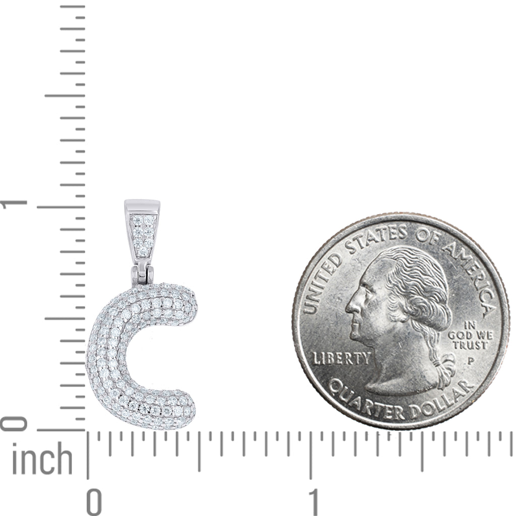 925 Sterling Silver 1.00ct Moissanite Initial Alphabet C Charm Pendant