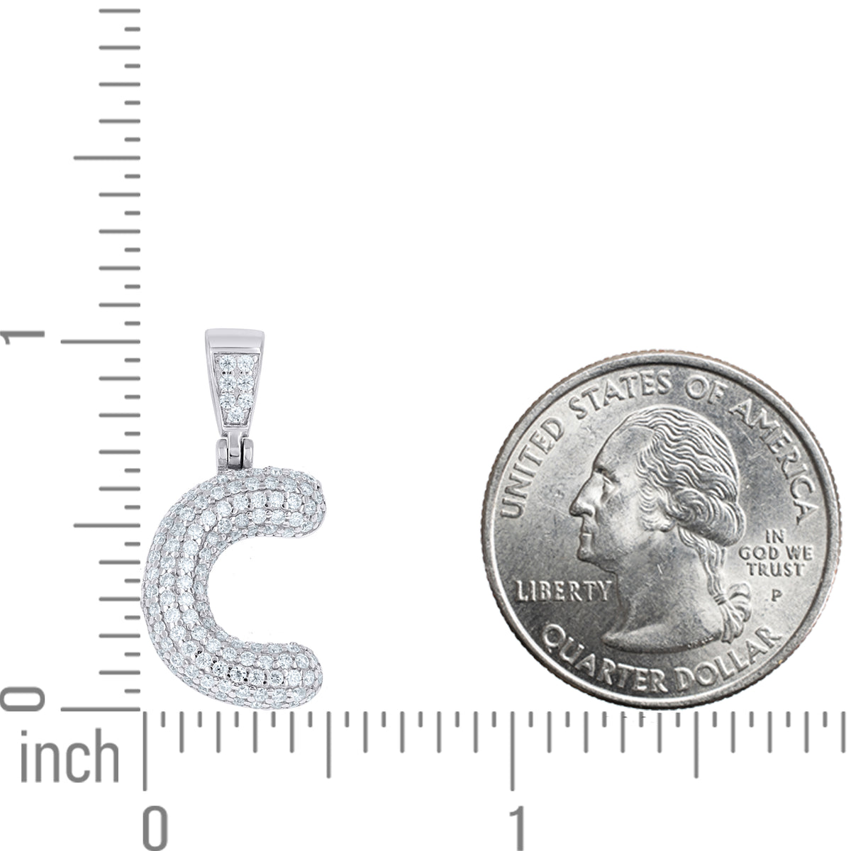 925 Sterling Silver 1.00ct Moissanite Initial Alphabet C Charm Pendant