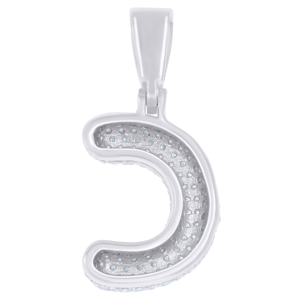 925 Sterling Silver 1.00ct Moissanite Initial Alphabet C Charm Pendant